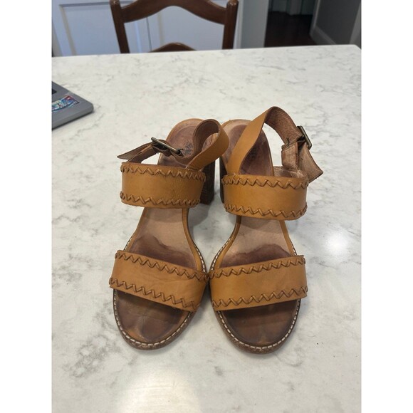 Madewell Angie Sandal 7 Stitched Straps Block Heel Tan - Picture 1 of 4
